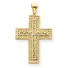 goldia Solid 14k Gold Greek Key Filigree Cross Pendant