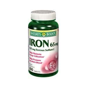  NATURES BOUNTY IRON 65MG FERROUS SULF 1383 100Tablets 