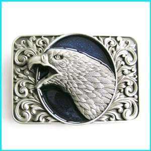  New Eagle blue Enameled Engraved Belt Buckle WT 062BL 
