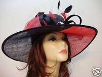 Kentucky Derby Ladies Hat RED BLACK Tea Dress Hats  