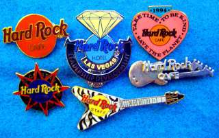   AMBASSADOR DIAMOND AMBASSADOR HEART GUITAR Hard Rock Cafe PINS LOT