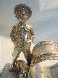 search victorian figural napkin ring boy hands in pocket dog plate tom 