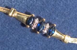 Solid 14k Gold Sapphire & Diamond Bracelet circa Late 1980s  