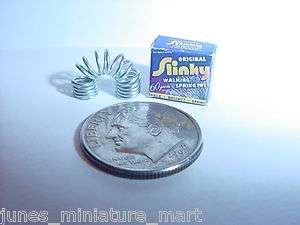 Dollhouse Miniature Tiny Metal Slinky Toy & Box NEW  