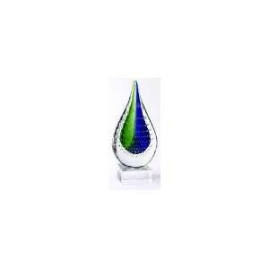 10 Teardrop Blue Green Crystal Centerpiece Sculpture 