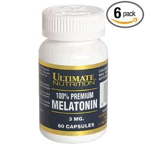 Ultimate Nutrition Melatonin, 3 mg, 60 Capsule Bottles (Pack of 6)