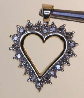 10k yellow gold diamond heart pendant estate vintage fashion antique 