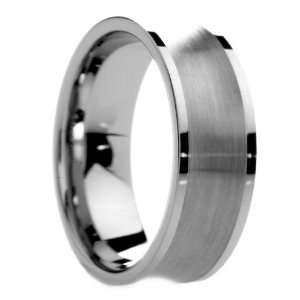 mm Mens Tungsten Carbide Rings Wedding Bands Brushed Concave Center 