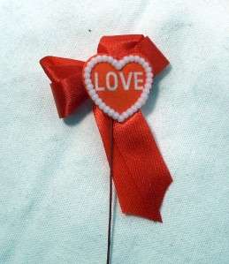 Lot 24 Valentines Day Hearts Love Ribbon Floral Picks  