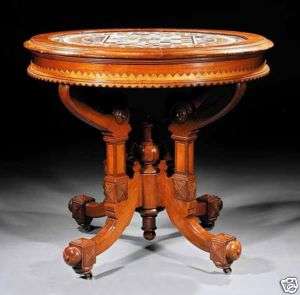 7153 American Renaissance Carved Walnut Center Table  