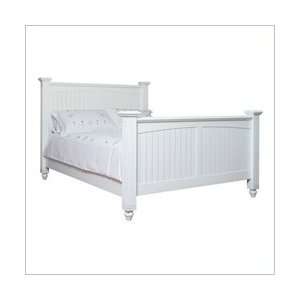   Country Cottage Panel Bed in Satin White Finish Furniture & Decor