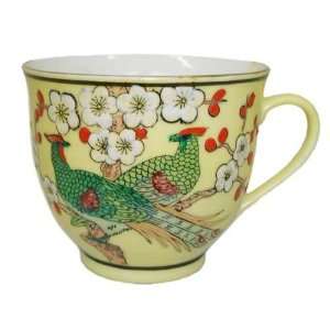   Porcelain Cup   Peacocks and Plum Blossoms, Yellow