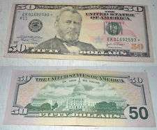 50$ 50 Fifty Dollar Bill STAR NOTE 2004 Federal Reserve Note #01692593 