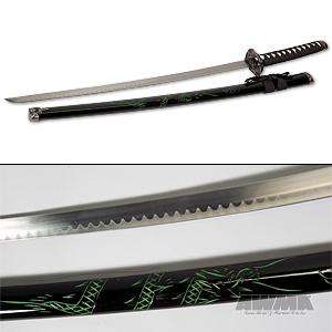 Black Katana w/ Green Dragon Martial Arts Weapons Sword  