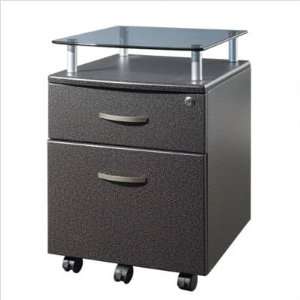  Techni Mobili Two Drawer File Cabinet with Glass Shelf 