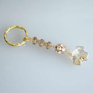 Swarovski Crystal Cross Luxury Keychain (Gold/Clear)  