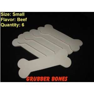    6 Small Grubber Bone Chew Toy, Beef Flavored 