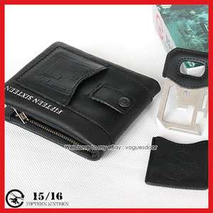 New Tough Mens Leather Black multifunctional Wallet 2066  
