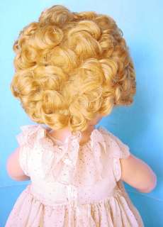 1930s IDEAL 27” SHIRLEY TEMPLE w TAGGED RED POLKA DOT DRESS  