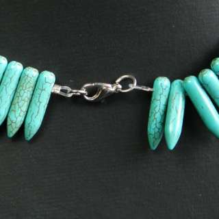 Gorgeous Howlite Turquoise Gemstone Spike Necklace 18L  