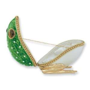  Gold tone Green Enameled Frog Goose Egg Jewelry