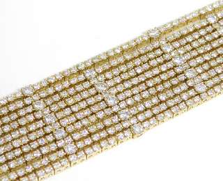 18K Yellow Gold Diamond 10 Row Tennis Bracelet  