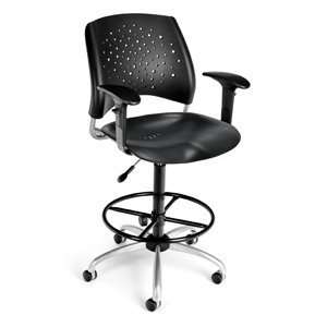   Chair with Plastic Seat, Arm and Footrests (Black) OFM 326 P AA3 DK
