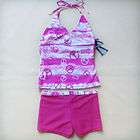Girls Size 10 Pink Two Piece Halter Swimsuit Swimwear Bathing Suit 