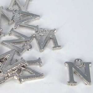  Alphabet Letter Charm 1/2 Silver Pewter N Arts, Crafts & Sewing