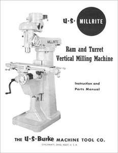 US Burke Millrite MV 1 Milling Machine Manual  