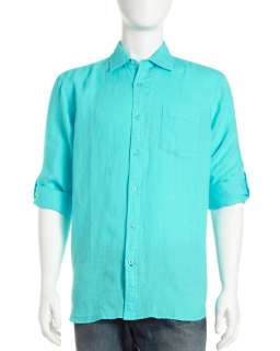  Linen Shirt, Aqua  