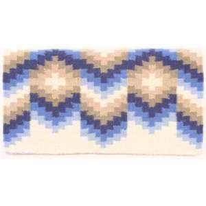 Mayatex Saddle Blanket   Wool Spanish Lace   Cream and Blue  