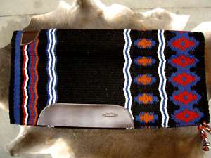 WOOL WESTERN SHOW TRAIL SADDLE PAD BLANKT BLUE RODEO  