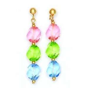   Yellow 8 mm Helix Pink green and Blue Crystal Earrings   JewelryWeb