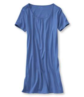Womens Supima Cotton Nightgown, Short Sleeve Shirred Sleepwear 
