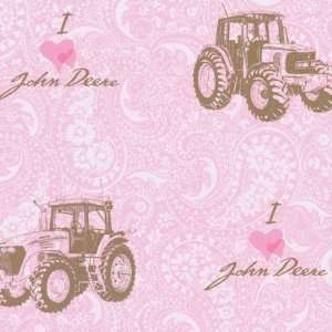 John Deere Fabric 43/44 Wide 100% Cotton D/R I Love John Deere Paisle 