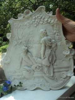 VINTAGE Victorian FRENCH Plaster Plaque Two Women DOVE  