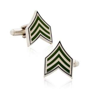  Green Sergeant Stripes Cufflinks Jewelry