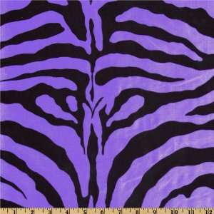  58 Wide Flocked Taffeta Zebra Print Purple Fabric By The 