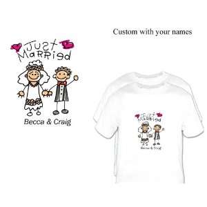  2 Custom Just Married Wedding T Shirts Cartoon 3TackyT 