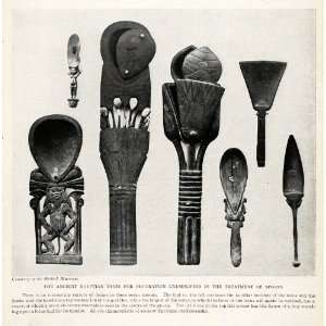 1923 Print Ancient Eygptian Spoons Decoration Bes Lotus British Museum 