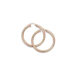    14K Rose Gold Hoop Earrings, 1 Diameter, 2.75mm Thickness Jewelry