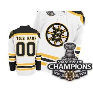  Customized Champions Patch Boston Bruins White Hockey Jersey 