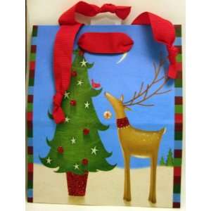  Hallmark Christmas XGB9815 Deer and Tree Small Gift Bag 