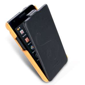Samsung Galaxy S2 i9100 Editor Black_Yellow Leather Case Skin  