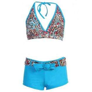   Swimsuit, Turquoise and White Mosaic Swimwear, S XL 