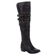 Italina Womens Ramya Tall Buckle Grommet Boot   Black 