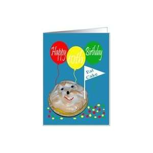  10th Birthday, Pie with face and balloons Card Toys 