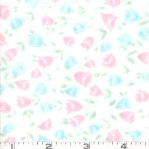  60 Wide Scattered Roses Pink/Blue Fabric By The Yard 