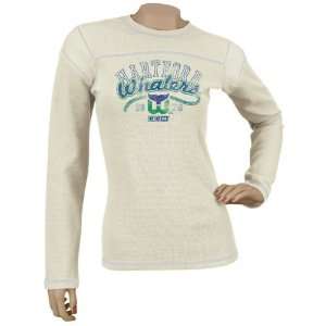 Hartford Whalers Womens Classic Tailsweep Long Sleeve Waffle T Shirt